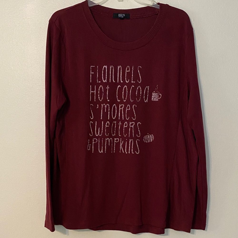 Modern Canvas Red Long Sleeve Graphic Tee